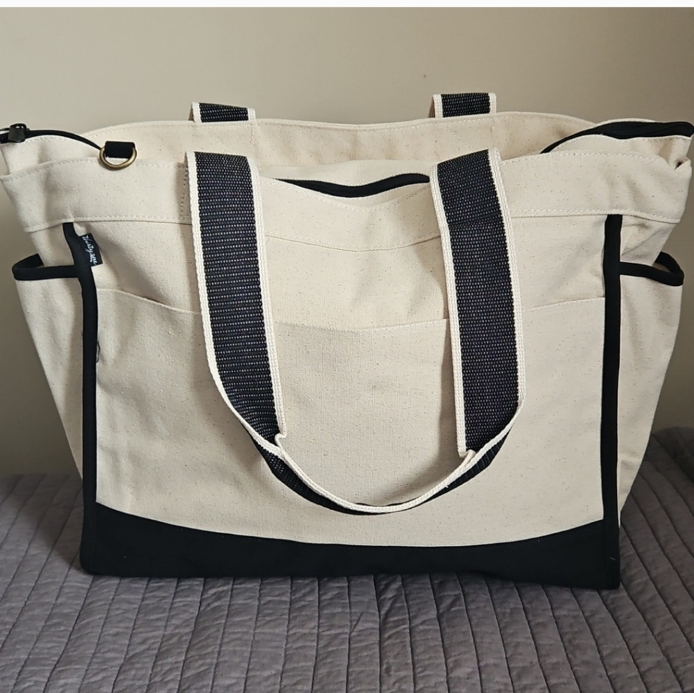 Canvas Boat Tote Bag with Black Accents Thirty One